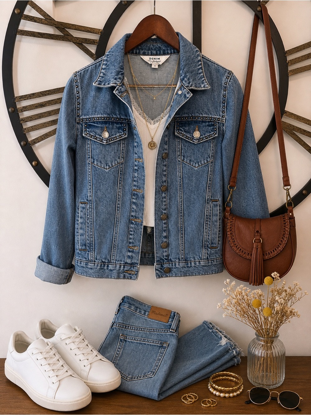 Miss Selfridge Light Blue Studded Denim Jacket